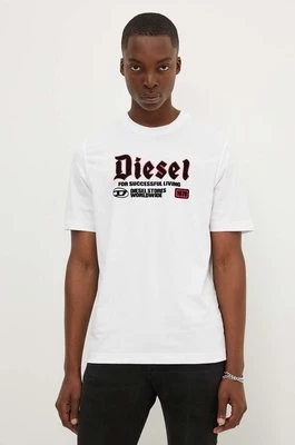 Diesel t-shirt bawełniany T-ADJUST-K1 męski kolor biały z aplikacją A14789.0GRAI