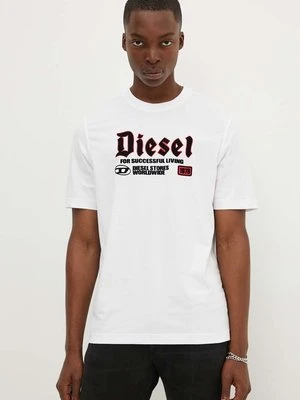 Diesel t-shirt bawełniany T-ADJUST-K1 męski kolor biały z aplikacją A14789.0GRAI