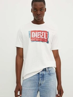 Zdjęcie produktu Diesel t-shirt bawełniany T-ADJUST-Q6 męski kolor biały z nadrukiem A15379.0AKAK