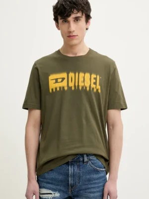 Zdjęcie produktu Diesel t-shirt bawełniany T-ADJUST-Q7 męski kolor zielony z nadrukiem A15398.0GRAI