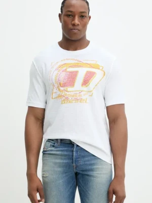 Diesel t-shirt bawełniany T-ADJUST-R11 T-SHIRT męski kolor biały z nadrukiem A16430.0QKAP