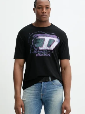 Diesel t-shirt bawełniany T-ADJUST-R11 T-SHIRT męski kolor czarny z nadrukiem A16430.0QKAP