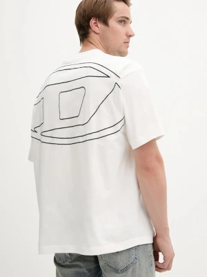 Diesel t-shirt bawełniany T-BOGGY-MEGOVAL-D męski kolor biały wzorzysty A11302.0HGAM