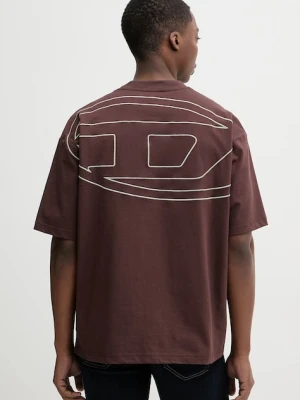 Diesel t-shirt bawełniany T-BOGGY-MEGOVAL-D męski kolor brązowy wzorzysty A11302.0HGAM