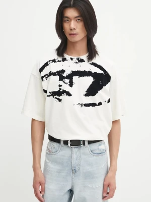 Diesel t-shirt bawełniany T-BOXT-N14 męski kolor beżowy wzorzysty A13049.0DQAU