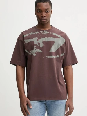Diesel t-shirt bawełniany T-BOXT-N14 męski kolor brązowy wzorzysty A13049.0DQAU