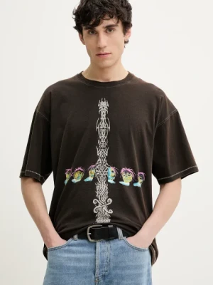 Diesel t-shirt bawełniany T-BOXT-R4 T-SHIRT męski kolor brązowy z nadrukiem A16208.0DRAM