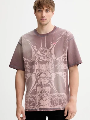 Diesel t-shirt bawełniany T-BOXT-T13 męski kolor brązowy wzorzysty A19314.0KIBW