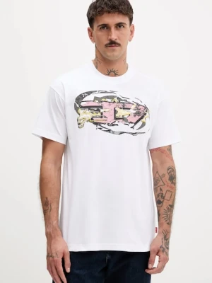 Zdjęcie produktu Diesel t-shirt bawełniany T-NORM-T11 męski kolor biały z nadrukiem A19571.0PLAT