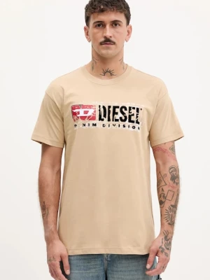 Diesel t-shirt bawełniany T-NORM-T6 męski kolor beżowy z nadrukiem A19436.0PLAT