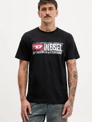 Diesel t-shirt bawełniany T-NORM-T6 męski kolor czarny z nadrukiem A19436.0PLAT