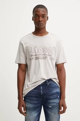 Diesel t-shirt bawełniany T-RAWJUST męski kolor beżowy z aplikacją A14016.0KMAH