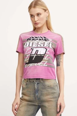 Diesel t-shirt bawełniany T-UNCUTIE-STRIPE damski kolor fioletowy A14282.0NMAU