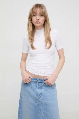 Diesel t-shirt damski kolor beżowy z półgolfem