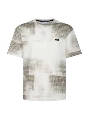 Diffused Grid Tshirt z Abstrakcyjnym Nadrukiem Calvin Klein