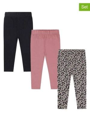 Dirkje Legginsy (3 pary) w kolorze czarno-jasnoróżowym rozmiar: 86