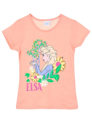 Disney Frozen Koszulka "Kraina Lodu" w kolorze brzoskwiniowym rozmiar: 128