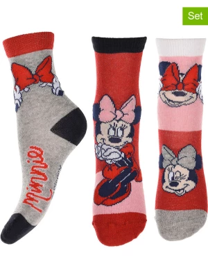 Disney Minnie Mouse Skarpety (3 pary) "Minnie" w kolorze czerwonym rozmiar: 27-30