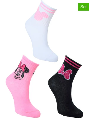 Disney Minnie Mouse Skarpety (3 pary) "Minnie" w kolorze jasnoróżowo-biało-czarnym rozmiar: 23-26
