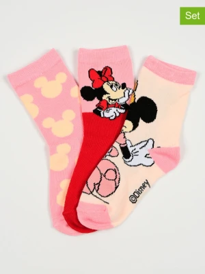 Disney Minnie Mouse Skarpety (3 pary) "Minnie" w kolorze jasnoróżowo-czerwonym rozmiar: 23-26