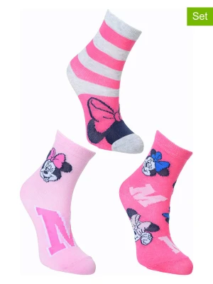 Disney Minnie Mouse Skarpety (3 pary) "Minnie" w kolorze jasnoróżowo-różowym rozmiar: 23-26