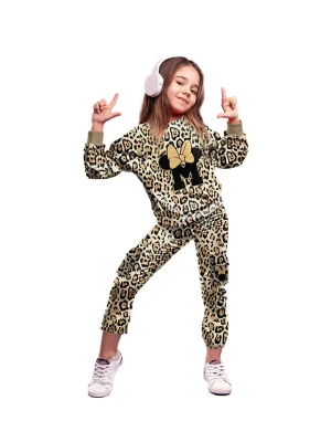 Disney Minnie Mouse Spodnie dresowe "Minnie" w kolorze beżowo-jasnobrązowym rozmiar: 116