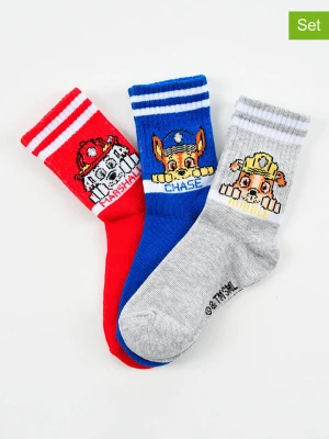 Disney Paw Patrol Skarpety (3 pary) "Psi Patrol" w kolorze jasnoszaro-niebiesko-czerwonym rozmiar: 31-34