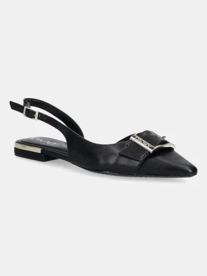 Dkny baleriny skórzane Clemma kolor czarny z odkrytą piętą K3590639