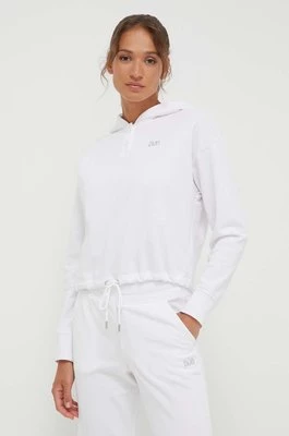 Dkny bluza damska kolor biały z kapturem z aplikacją DP3T9723