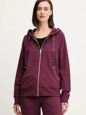Dkny bluza damska kolor bordowy z kapturem gładka DP5J9510