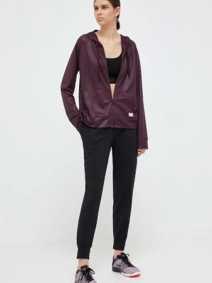 Dkny bluza damska kolor bordowy z kapturem wzorzysta DP3J8949