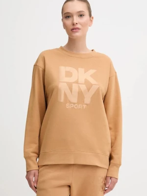Dkny bluza damska kolor brązowy wzorzysta DP5T1444