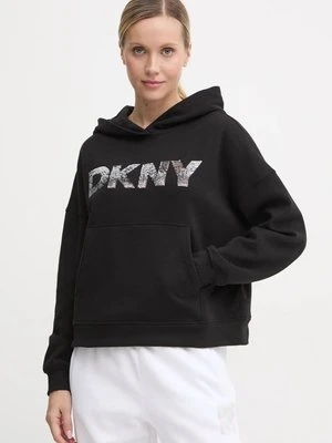 Dkny bluza damska kolor czarny z kapturem z aplikacją DP4T1031