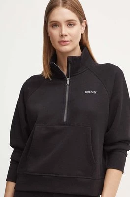 Dkny bluza damska kolor czarny z kapturem z aplikacją DP4T9993