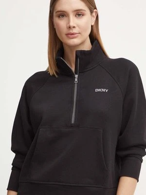 Dkny bluza damska kolor czarny z kapturem z aplikacją DP4T9993