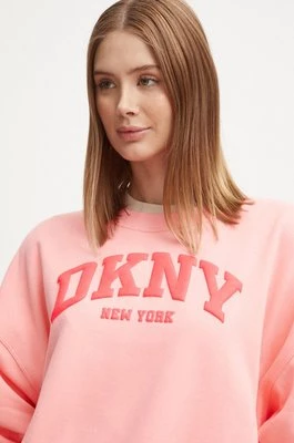 Dkny bluza damska kolor różowy z aplikacją DP4T9944