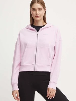 Dkny bluza damska kolor różowy z kapturem melanżowa DP4J9489