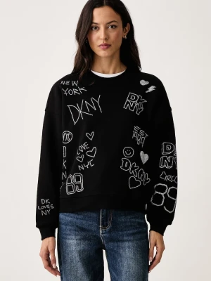 DKNY bluza damska z bawełną czarny