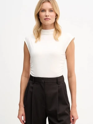 Dkny bluzka damska kolor beżowy gładka W3384RAS