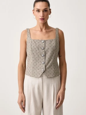 DKNY bluzka na ramiączkach damska z wiskozą beżowy