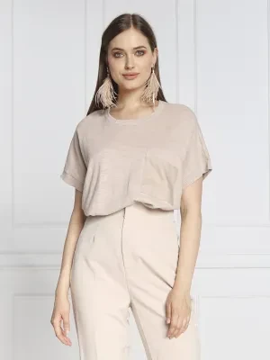 DKNY Bluzka | Oversize fit | z dodatkiem lnu