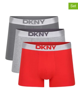 DKNY Bokserki (3 pary) w kolorze jasnoszarym, czerwonym i szarym rozmiar: XL