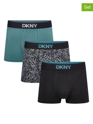 DKNY Bokserki (3 pary) w kolorze turkusowo-czarnym rozmiar: L