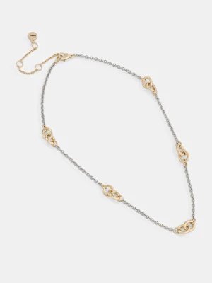 DKNY choker damski mosiężny ALANI srebrny
