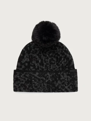 DKNY czapka z pomponem damska z dodatkiem wełny czarny