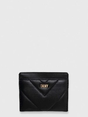 Dkny etui na karty skórzane kolor czarny