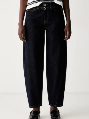 DKNY jeansy barrel damskie granatowy