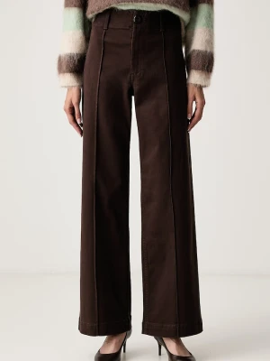 DKNY jeansy wide leg damskie brązowy