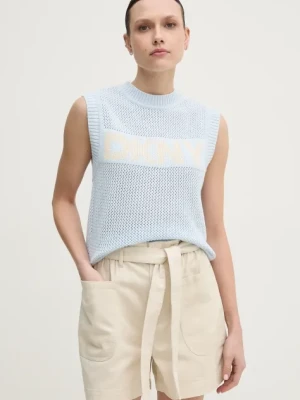 Dkny kamizelka bawełniana damski kolor niebieski DJ5R0650
