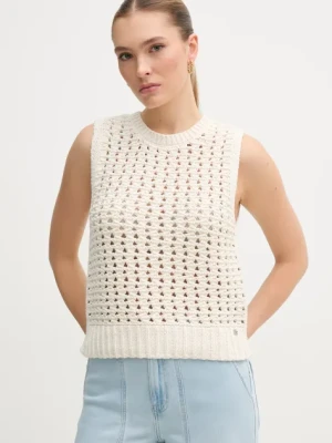 Dkny kamizelka damski kolor beżowy ciepły DJ5R0529